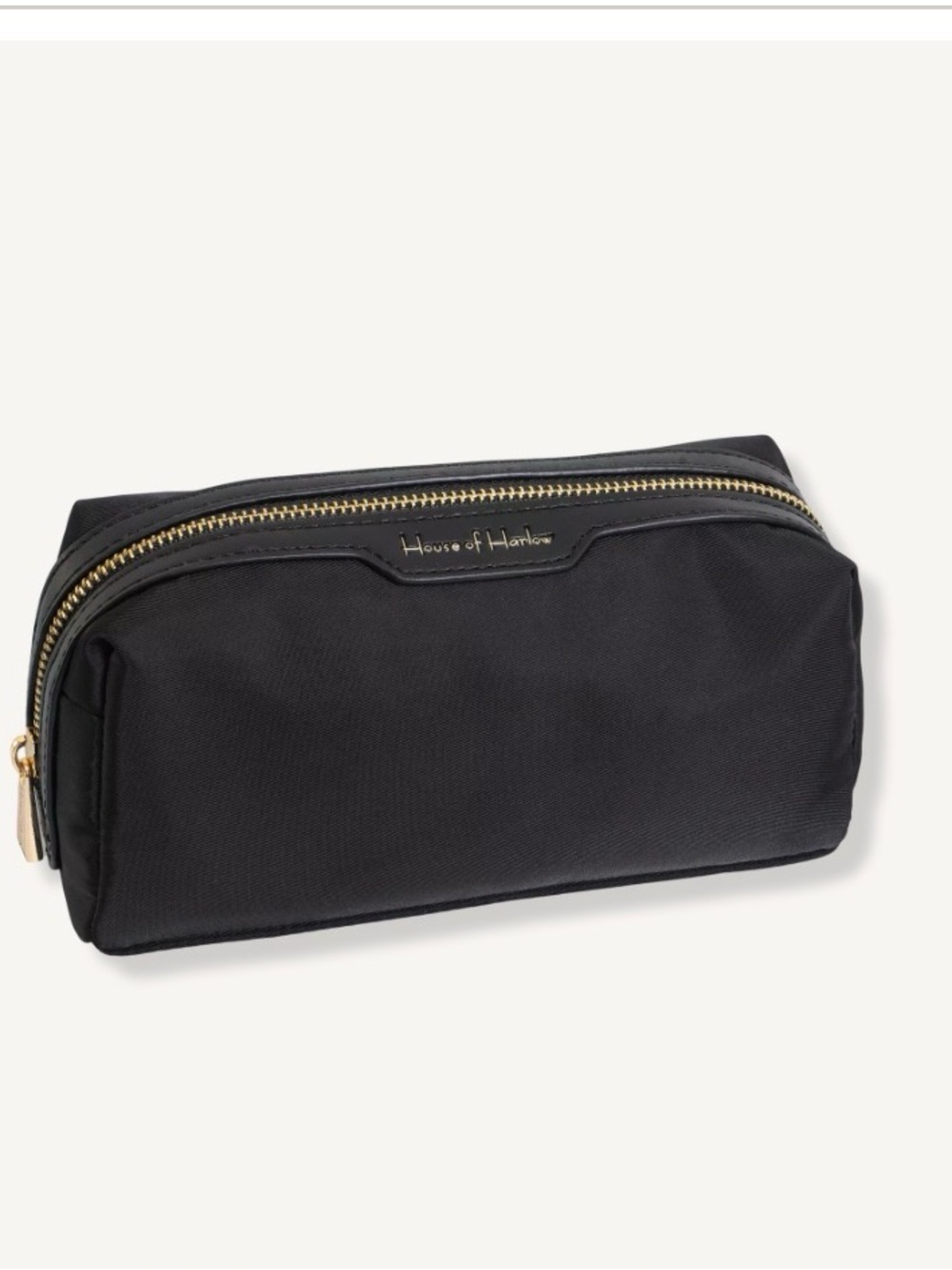 NWT HOUSE OF HARLOW 1960 8" TWILL NYLON COSMETIC POUCH-BLACK